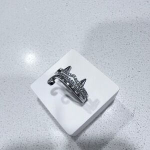 Adjustable Size Cat Ring in Silver with Curly Tail